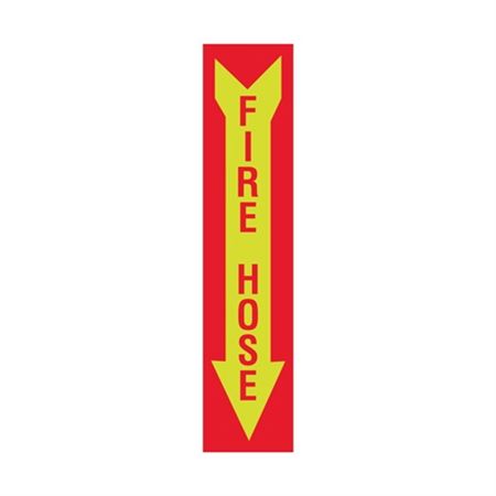 Luminescent Fire Hose Graphic Arrow Down Sign 4x18